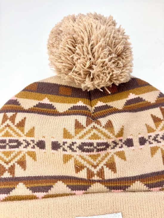 🔑Carhartt Tan & Brown Patterned Pom Beanie with Pink Accents - Picture 4 of 6